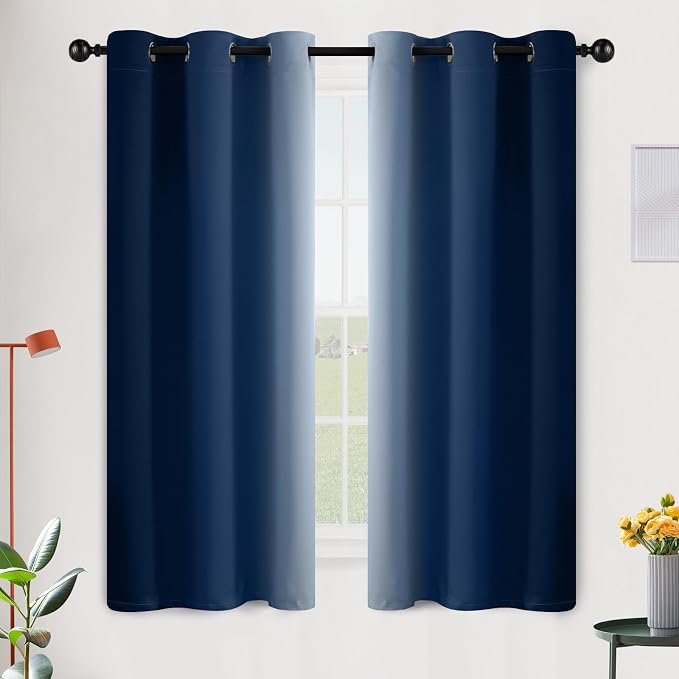 SimpleHome Ombre Blue to Grey White Curtains by SimpleHome