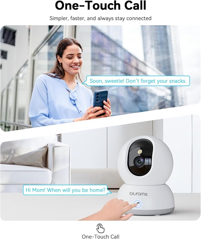 blurams Cameras for Home Security, 2K Pet Camera with Phone App, 360° PTZ Indoor Cameras, 2-Way Talk, Motion Tracking, Color/IR Night Vision, Compatible with Alexa, 8MP, Wi-Fi 6