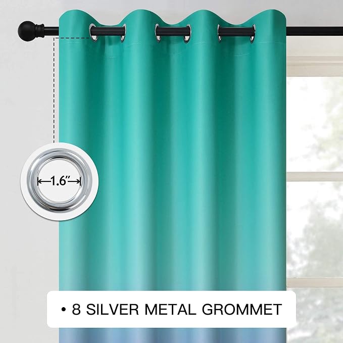 COSVIYA Grommet Ombre Room Darkening Curtains 96 inches Long - Image 3