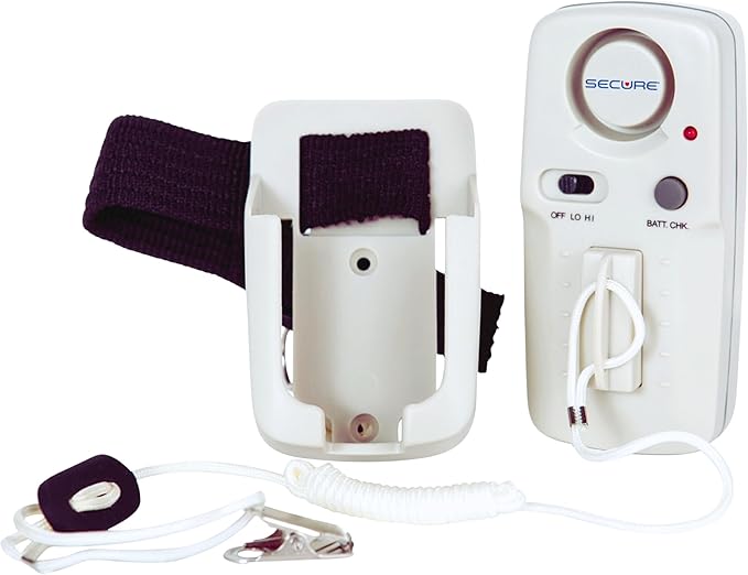 Secure Safety Solutions Magnet Pull Cord Chair & Bed Alarm for Elderly Adults with On/Off Switch - Fall Prevention Monitor Seniors in Bed, Chair or Wheelchair - Caregiver Alert for Dementia Patients