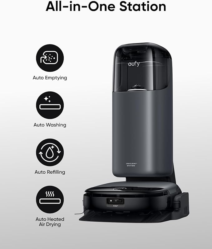 eufy S1 with All-in-One Station, HydroJet System with Roller Mop, Robot Vacuum and Mop Combo, Incredible Suction, Obstacle Avoidance, Multi-Level Mapping, Mop Auto-Retraction, Perfect for Pet Hair