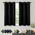 Short Black Blackout Kitchen Curtain W40 x L45 Inch 2 Panels | Thermal Insulated by Woaboy