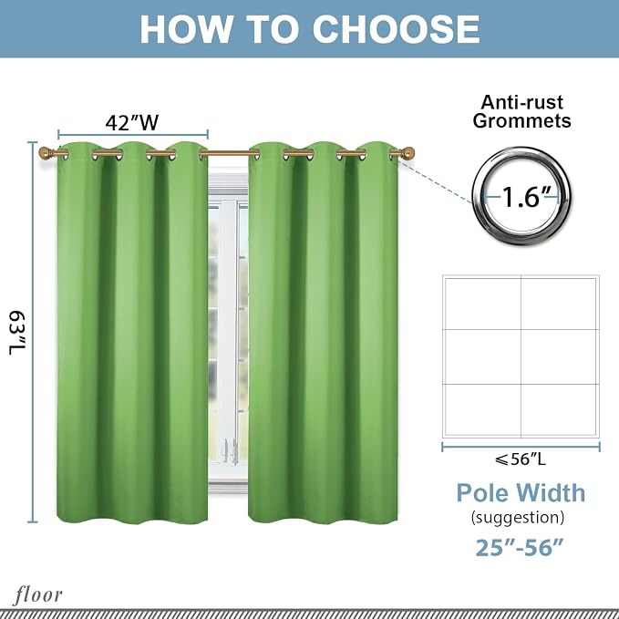 Diraysid Light Green Grommet Blackout Curtains - Image 3