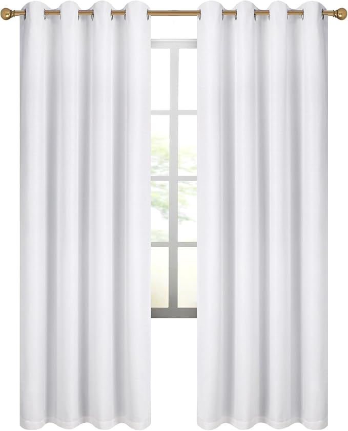 Diraysid 100% Blackout Curtains White Linen Curtains - Image 3