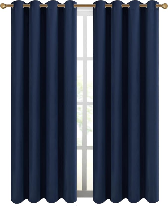 Diraysid Navy Blue Grommet Blackout Curtains - Image 2