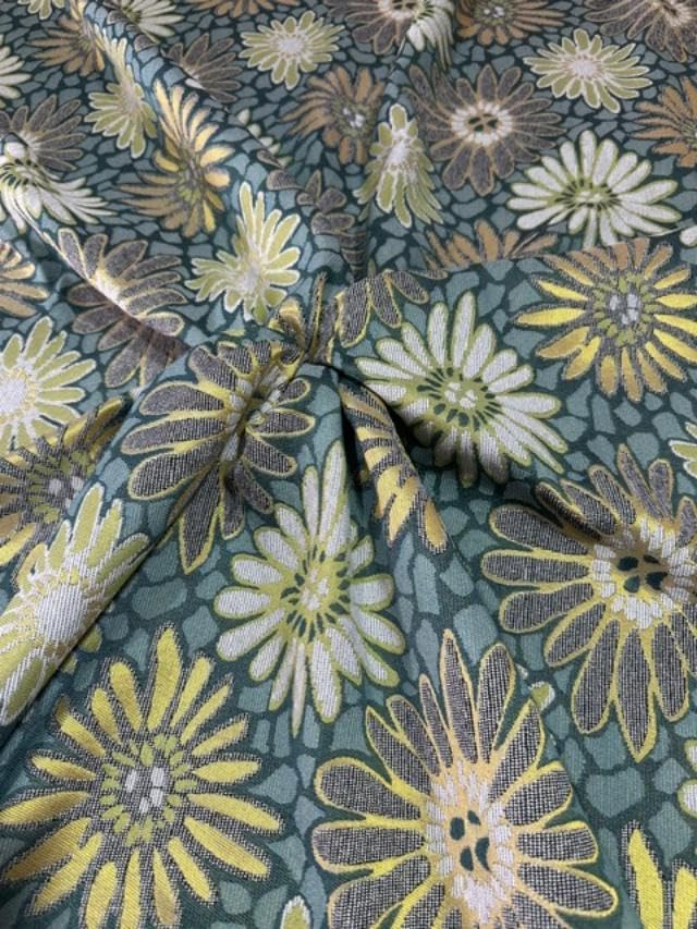 OctoRose 3 Side Zipper Upholstery Thick Linen Tweed Futon Cover Slipcover Sofa DayBed Mattress Cover (Cover ONLY) (Chenille-Daisies-Green, Twin)