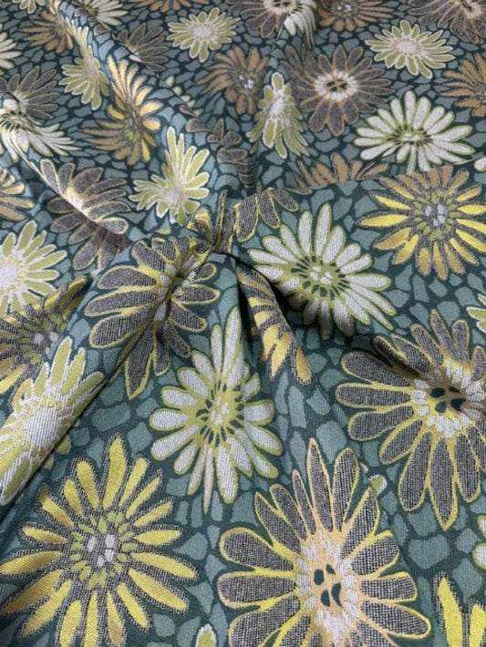 OctoRose 3 Side Zipper Upholstery Thick Linen Tweed Futon Cover Slipcover Sofa DayBed Mattress Cover (Cover ONLY) (Chenille-Daisies-Green, Twin)