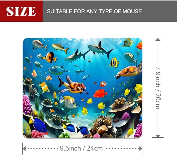 Underwater World of The Ocean Square Mouse pad, Texture, Waterproof, Anti Slip Rubber Base, Computer Mouse pad, Laptop Mouse pad