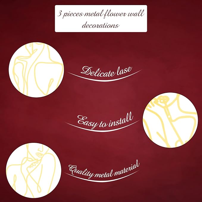 Photect 3 Pcs Metal Wall Art Decor Minimalist Abstract Woman Wall Art Metal - Image 5