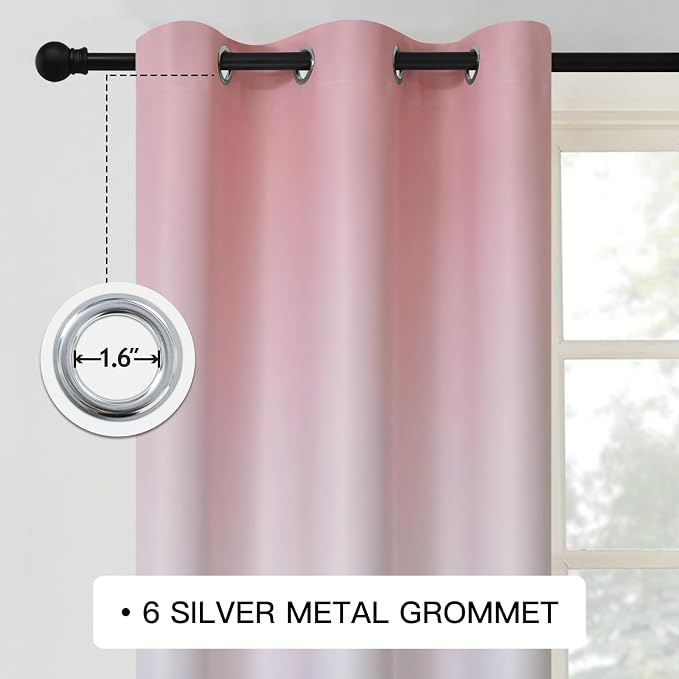 COSVIYA Grommet Ombre Room Darkening Curtains 63 inches Length - Image 3