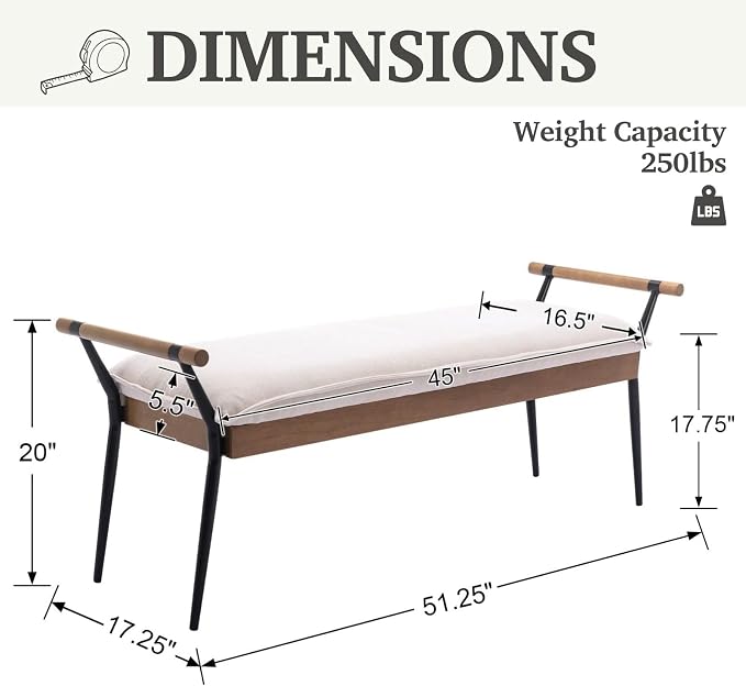 LukeAlon Modern Chenille Ottoman Bench - Image 2