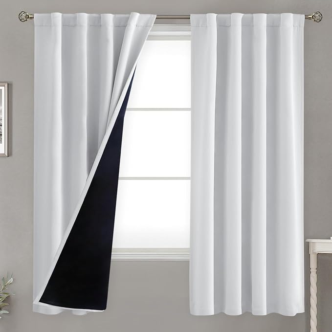 BGment Greyish White 100% Blackout Curtains 63 Inches Long by BGment