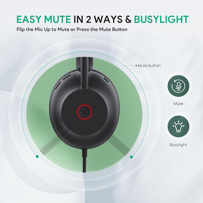 Yealink UH35 USB Headset with Microphone,Mono Wired Headset with Noise Cancelling Mic,Computer Headset Teams Certified,for Home Office Online Meeting Call Center, All Day Comfort