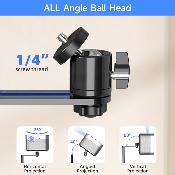 suptek 63.9” Extendable Projector Stand Against Wall Hidden Stand, 360°Swivel, Height Adjustable, Mini Projector Mount Bracket, Compatible with Home Office Video Vlog DVR Camera, PR001FPL