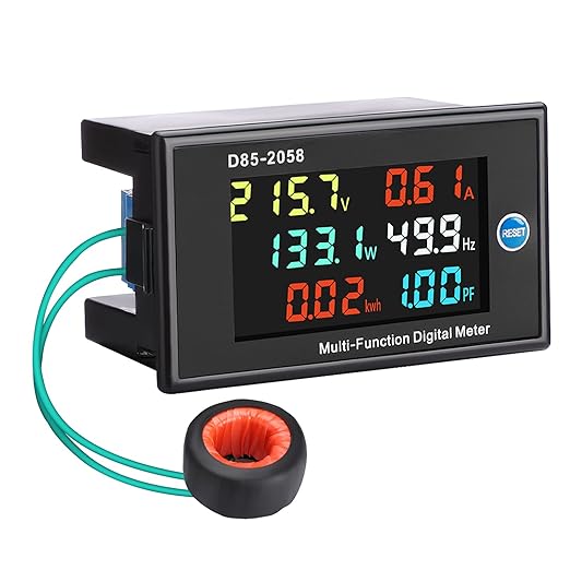 DROK AC Multimeter, AC 40-300V 100A 110V/220V Voltage Current Power Factor Frequency Electric Energy Monitor with Current Transformer, Digital LCD HD Display, Volt Amp Watt Detector Reader Panel