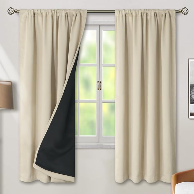 BGment Beige Full Blackout Curtains - Image 2