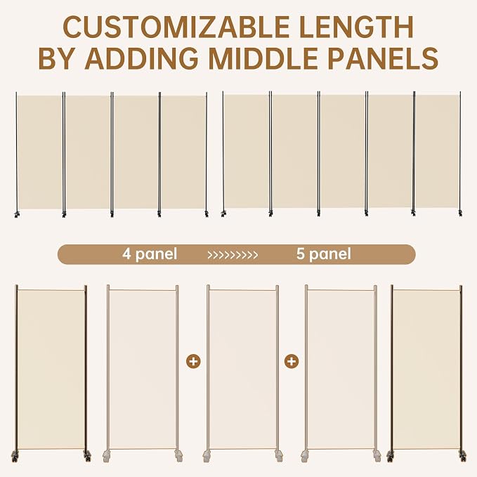 Room Divider 136'' Wide Folding Room Divider Panel - Image 6