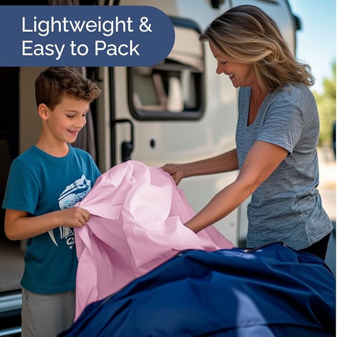 RV Short Queen Sheet Set 60 X 75 - 4 Piece RV Short Queen Bed Sheets - Soft, Breathable & Cooling - Designed for Bunks, Trailers & Campers - Fits 8” to 12" Mattress - Hotel Luxury Bedding - Light Pink