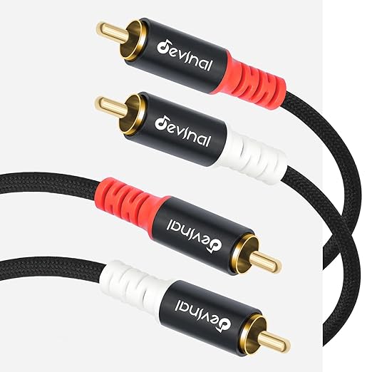 Devinal 10FT RCA Cables, 2RCA to 2RCA Audio Cable, Male Stereo RCA Cord Shielded Braided for Home Theater, HDTV, Amplifiers, Hi-Fi Systems, Car Audio, Speakers