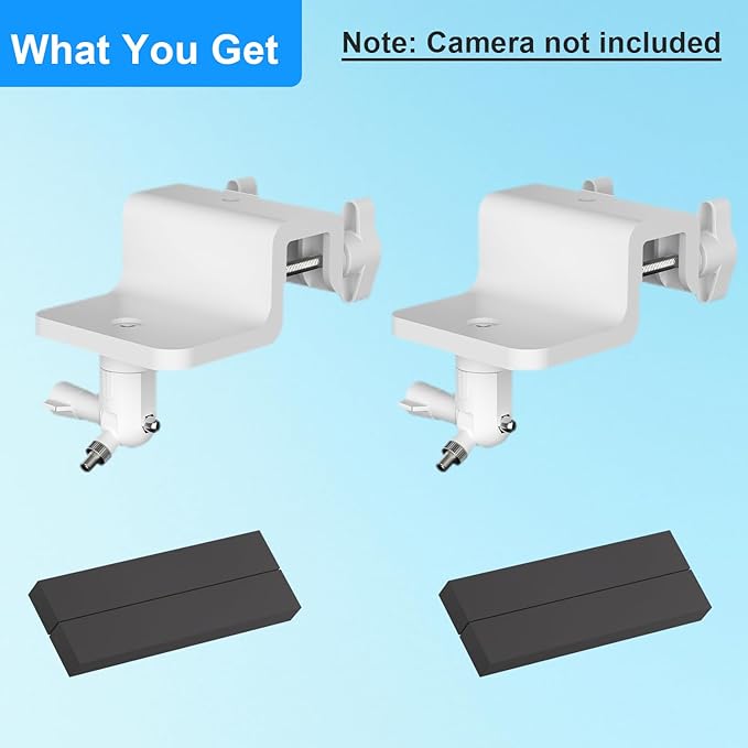 Didalo 2 Pack Gutter Mount Compatible with eufyCam 2C/2C Pro, 2/2 Pro, 3C/S300, 3/S330,SoloCam S220/C210, 360°Rotation Security Bracket with 1/4 Screw Thread(Camera Not Included)