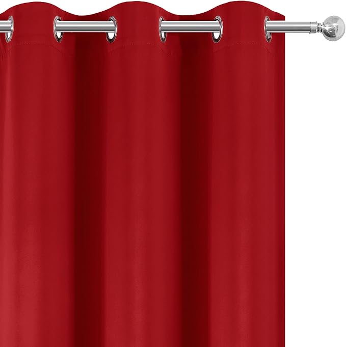 100% Blackout Curtains 84 Inch Long Red Curtains 2 Panels - Image 7
