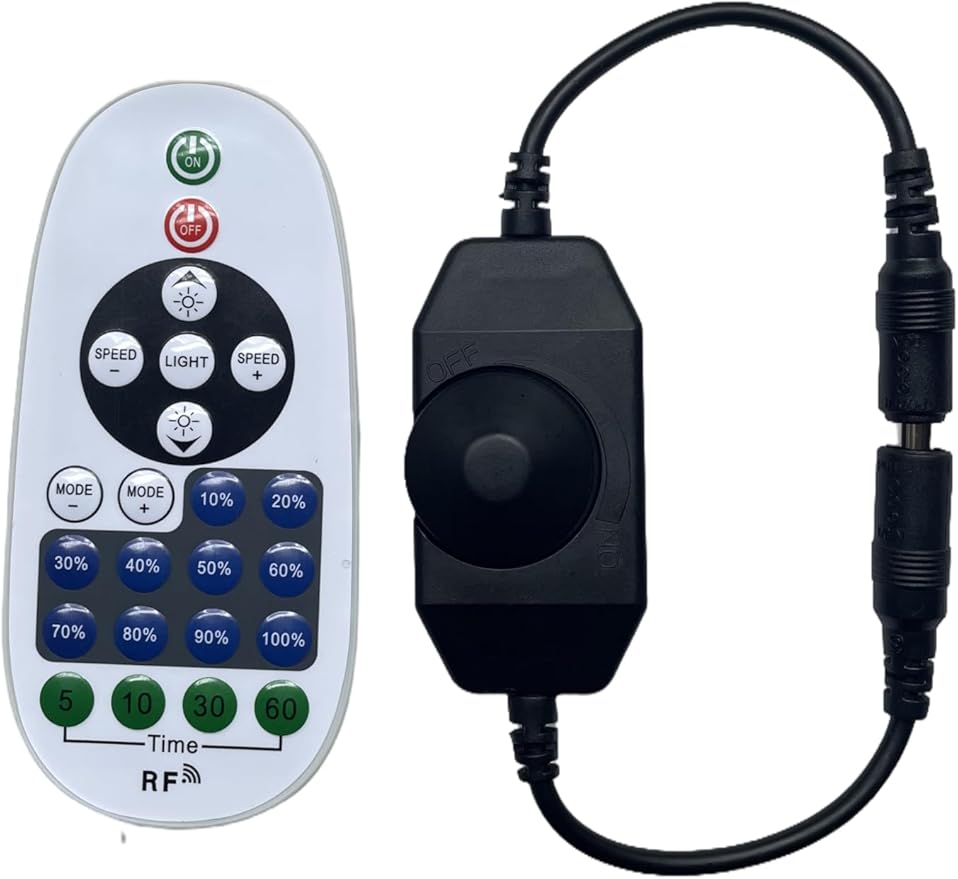 RF Single-Color LED Dimmer Light Controller, Replacement Remote for Neon Signs, Knob LED Strip Dimmer - 23-Key Dimmer with Timer, 12V Compatible Wireless Remote Controller, Custom Neon Remote Control
