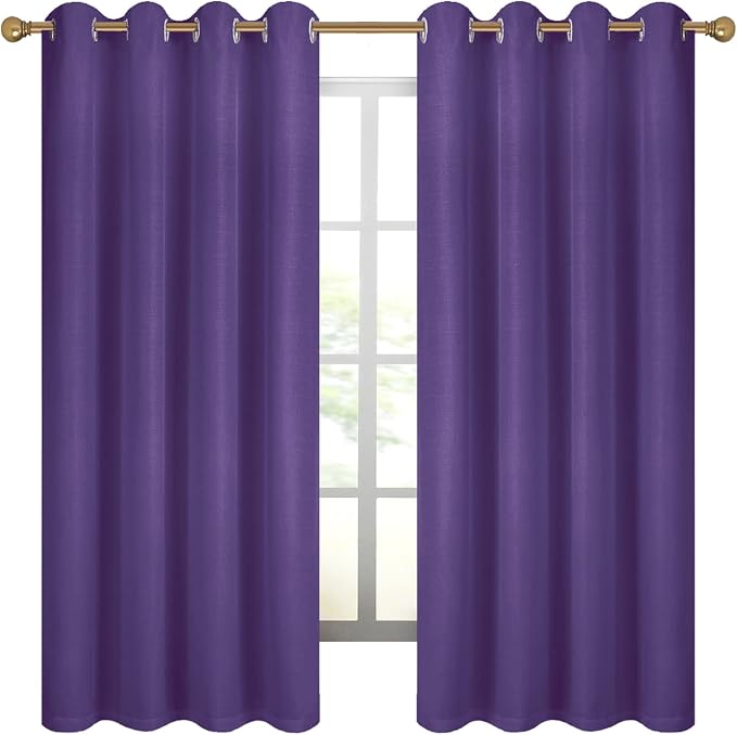 Diraysid 100% Blackout Curtains Purple Linen Curtains - Image 6