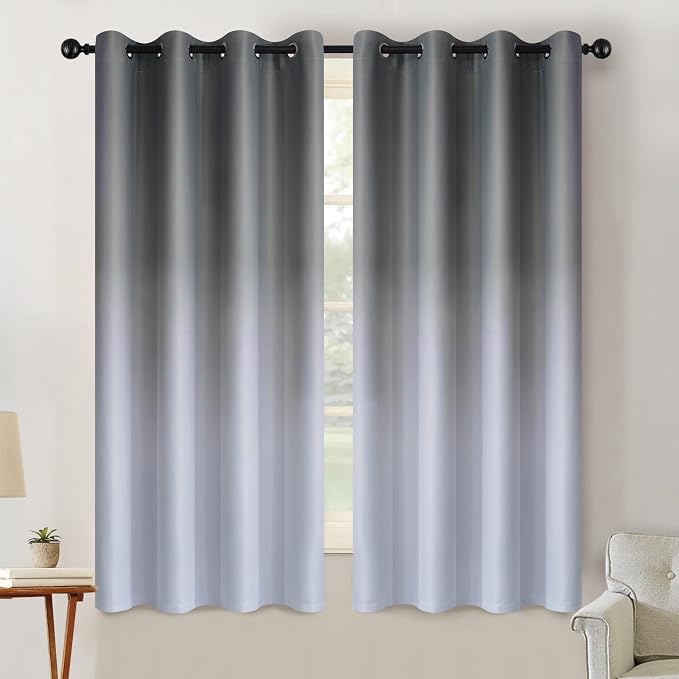 SimpleHome Grey to Grey White Ombre Room Darkening Curtains 63 Inch | Curtains by SimpleHome