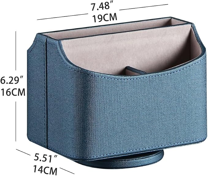 PU Leather 360° Rotatable Remote Control Holder, Nightstand TV Remote Caddy | - Image 2