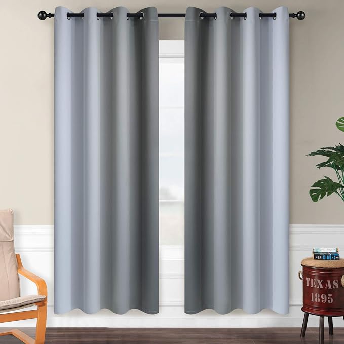 SimpleHome Ombre Grey to Grey White Curtains - Image 2