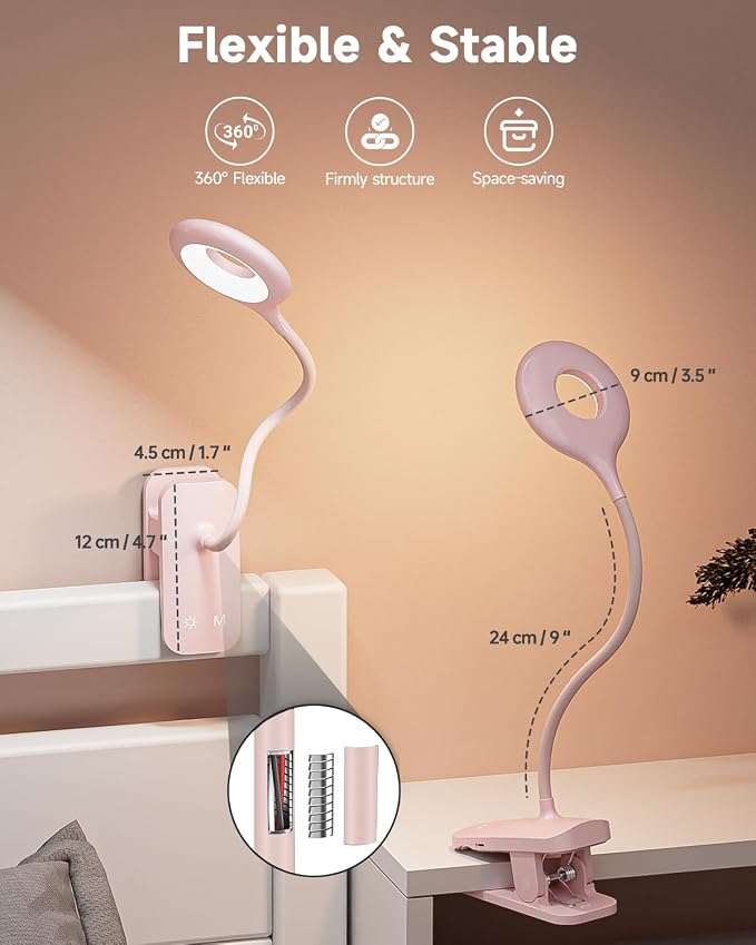 CUHIOY Rechargeable Clip on Reading Light - Image 6