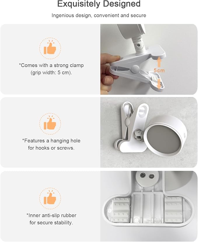 Clip on Light 5000mAh Rechargeable Battery, Clamp Reading Light - Image 3