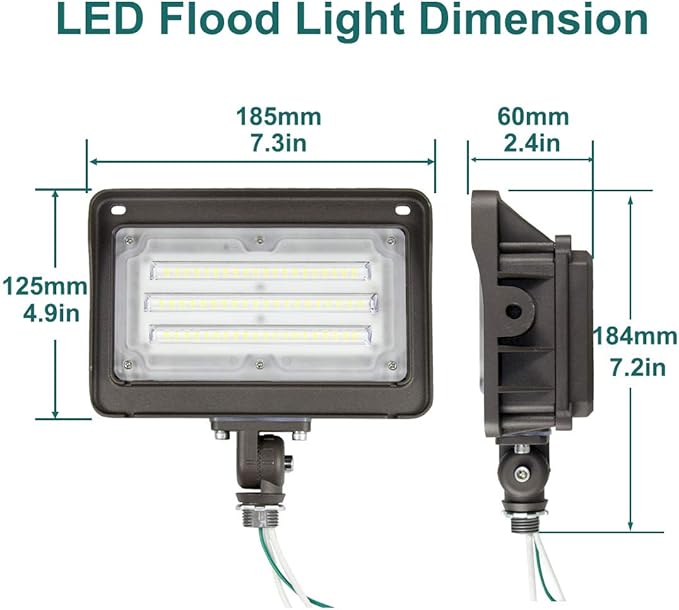 kadision LED Flood Light Outdoor with Dusk to Dawn Photocell, 50W 6500LM IP65 Waterproof Adjustable Knuckle Mount LED Flood Lights 5000K 100-277V ETL Listed
