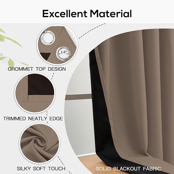 Yakamok Khaki Blackout Curtains 63 inches Long - Image 4