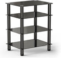 FITUEYES 4-Tier Media Stand Audio/Video Component Cabinet with Glass Shelf for/Apple TV/Xbox One/PS4 AS406001GB