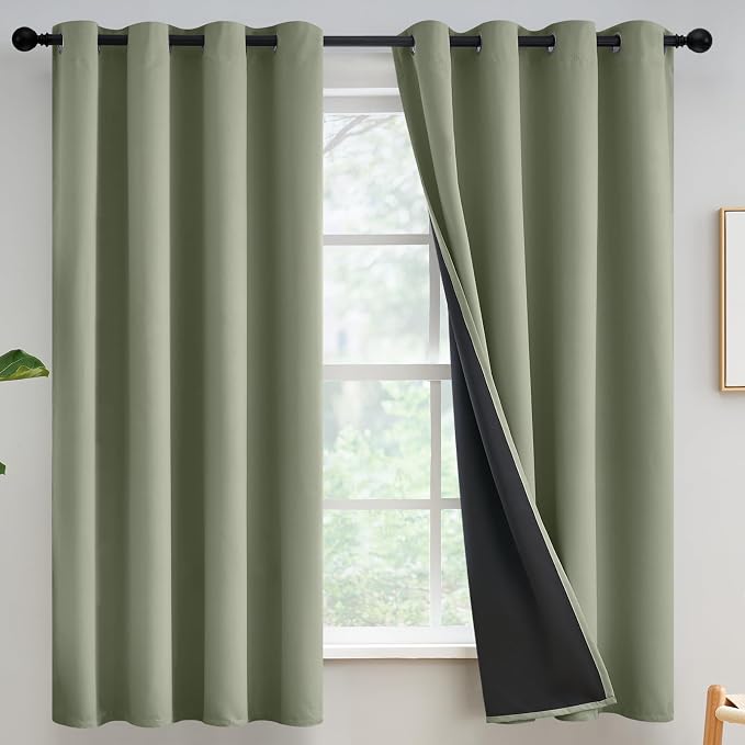 Yakamok Light Sage Blackout Curtains 63 inches Long by Yakamok