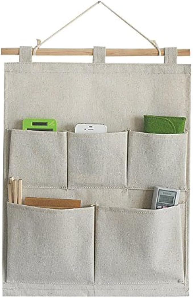 Co-link Linen/Cotton Fabric 5 Pockets Wall Door Closet Hanging Storage Bag by Co-link