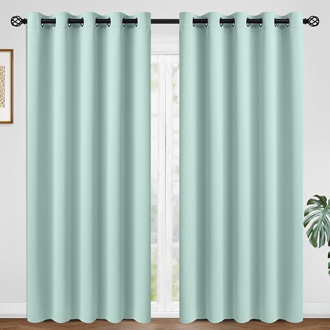 COSVIYA Grommet Room Darkening Aqua Curtains 84 inch Long by COSVIYA
