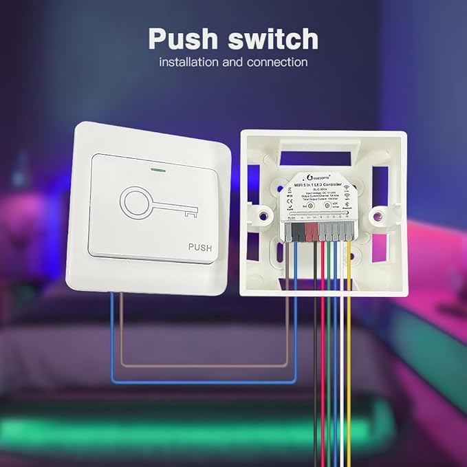 GLEDOPTO WiFi+Bluetooth 5 Modes in 1 Mini LED Strip Controller DC12-24V RGBCCT RGBW RGB CCT WWCW Dimmer Work with Tuya Smart Life App Voice Control for PWM Dimming LED Strip Light