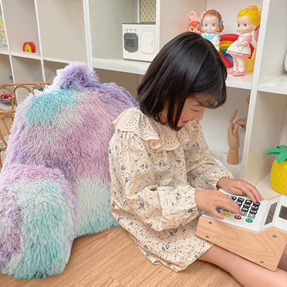 Holawakaka Reading Pillow for Sitting up in Bed Sofa Kids Teens, Backrest Pillow with Arms for Boys Girls Women Petites Pregnancy, Back Support Cushion for Couch Floor Nursery Playroom (Multi-Color)