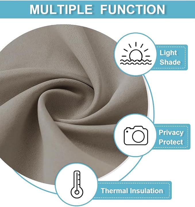RYB HOME Blackout Door Curtains 80 inch Length, French Door Shades | Thermal - Image 7