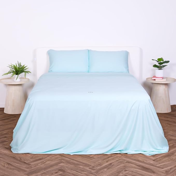 THE LAD COLLECTIVE 3.0 California King Bedding Set - 4-Piece Bedset w/Fitted Sheet, Top Sheet & 2 Standard Pillowcases [Duvet Not Included] - Bamboo-Cotton - Riviera Collection Light Blue