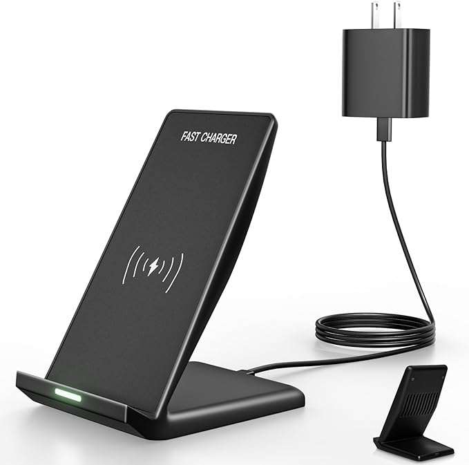 Wireless Charger Stand, 15W Fast Phone Wireless Charging Stand Station with 20W USB C Brick for Samsung W26/S25 Ultra/S24+/S23/S22+/S21, iPhone Air/17 Pro Max/16/15/14/13/12 with Sleep-Friendly Light