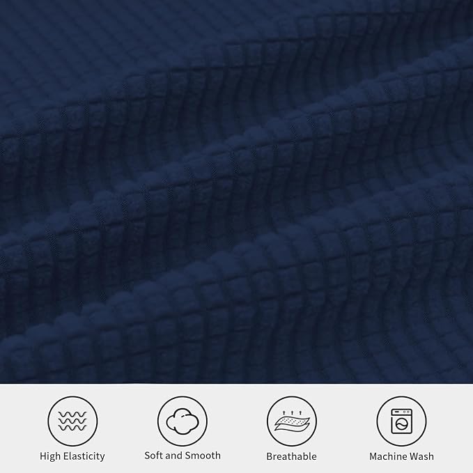 Easy-Going Stretch Sectional Corner Sofa Slipcover 1-Piece Couch Sofa Cover Furniture Protector Soft with Elastic Bottom for Kids, Pet, Spandex Jacquard Fabric Navy