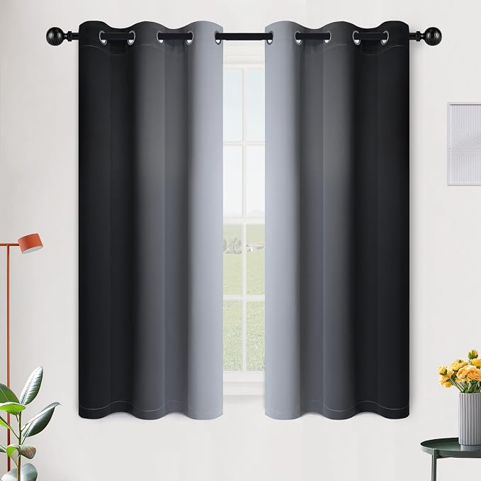 SimpleHome Ombre Black to Grey White Curtains by SimpleHome