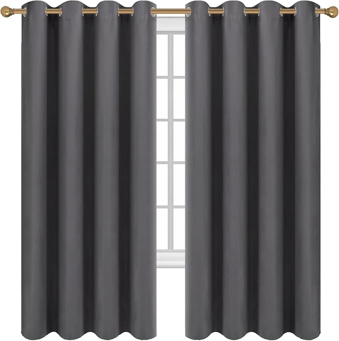 Diraysid Grey Grommet Blackout Curtains - Image 2