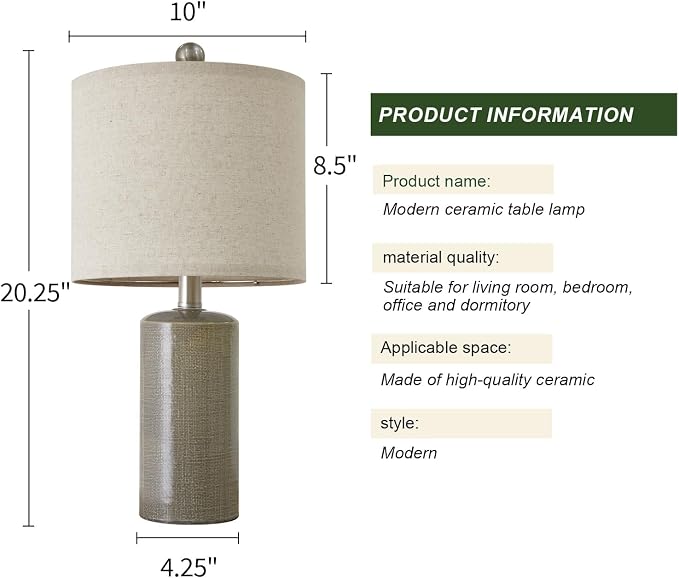 G-SAFAVA 20.25" Small Table Lamps Set of 2 Modern Ceramic Lamps - Image 9