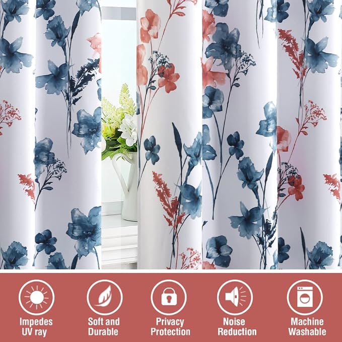 H.VERSAILTEX 100% Blackout Curtains 96 inch Length 2 Panels Set Cattleya Floral - Image 7