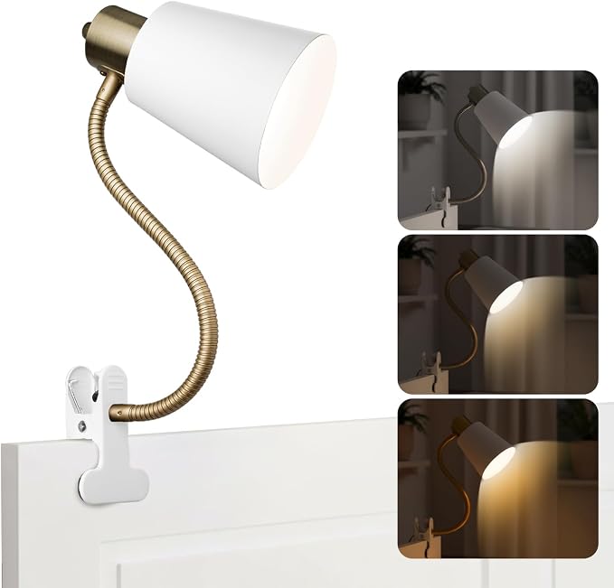 Desk lamp Eye-Caring Table Lamps, 360°Rotation Gooseneck Clip on Lamp Reading by LALISU
