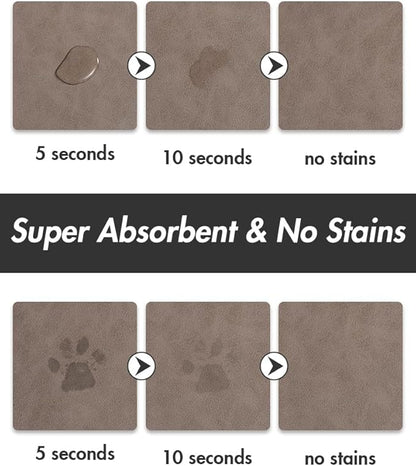 Absorbent Dog Water Mat-Cat Mat for Food and Water Bowl, Quick Dry Pet Feeding Mat, No Stains Pet Food Mat, Pet Accessories Pet Supplies-Cat Bowl Mat for Messy Drinkers, 12"x19"